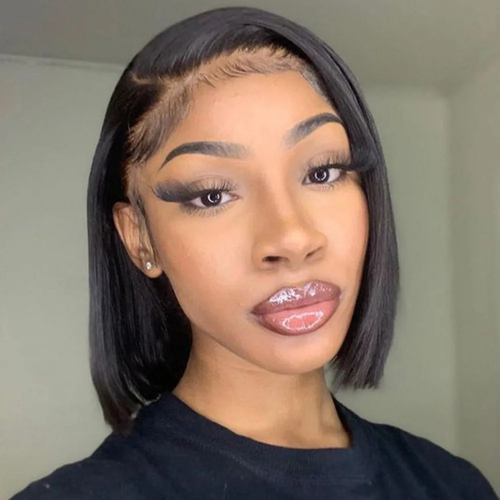 

Short Bob Wig Transparent 13x5x2 Side Part Lace Human Hair Wigs for Women PrePlucked Natural Hair Remy Brazilian Wigs On Sale