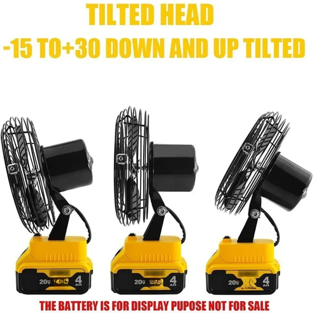 Imagem -03 - Cordless Camping Fan Ventilador Jobsite para Dewalt 18v 20v Li-ion Battery Dcb205 Dcb203 Ventilador Velocidades para Tenda Trabalho ao ar Livre Casa