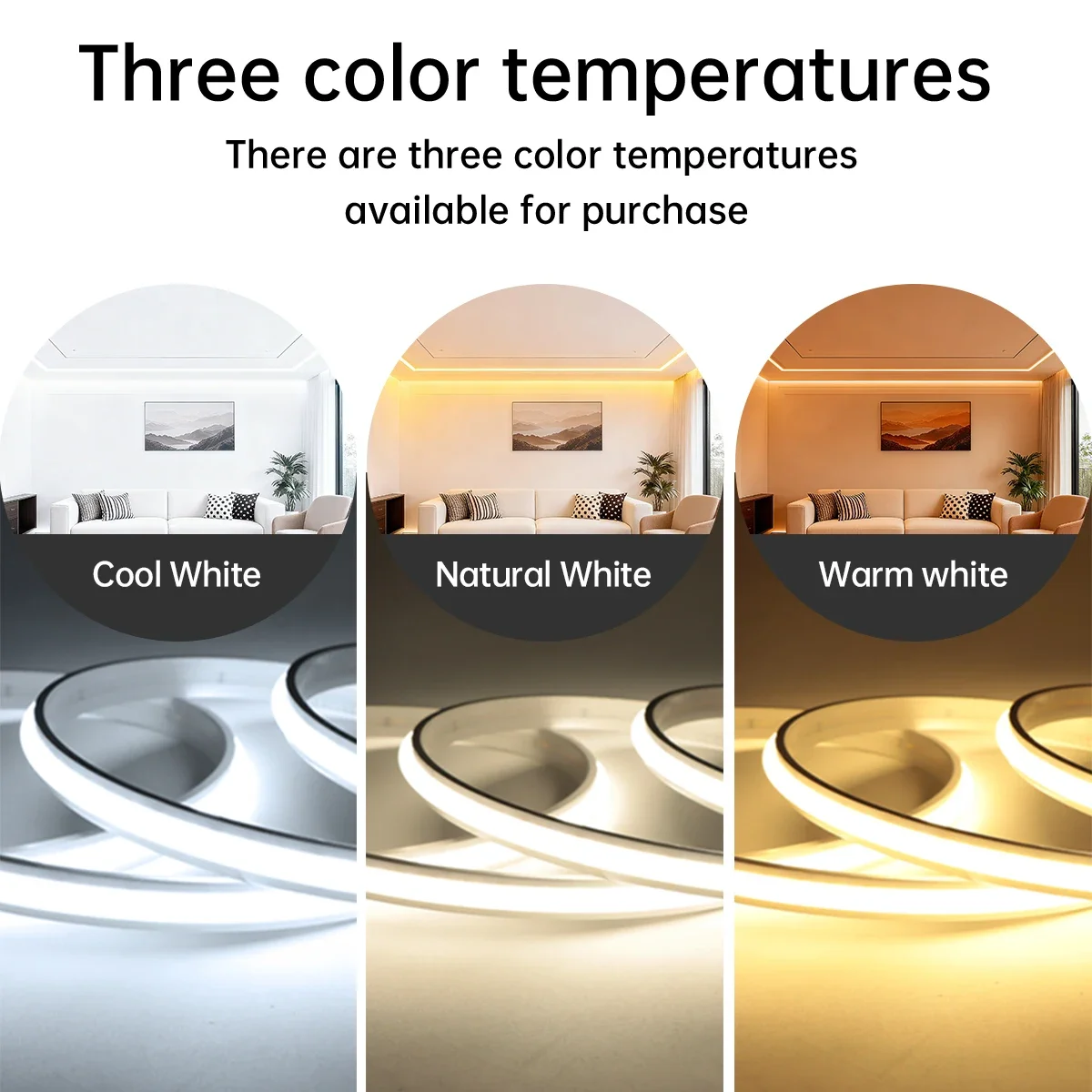 أحدث شريط إضاءة LED نيون DC24V COB أنبوب سيليكون صلب عالي السطوع مع تطبيق TUYA Alexa Google Assistant للتحكم الصوتي #4