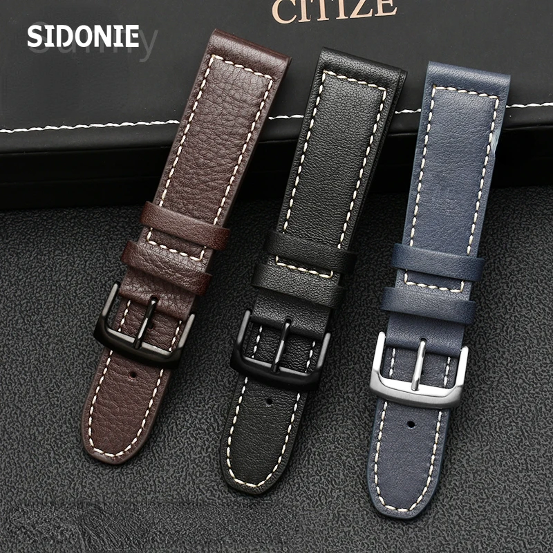 Genuine Leather Watch Strap for Citizen Eco-Drive CA0695-17E Bm8471/Bm8478 Series Business Leather Strap 22mm