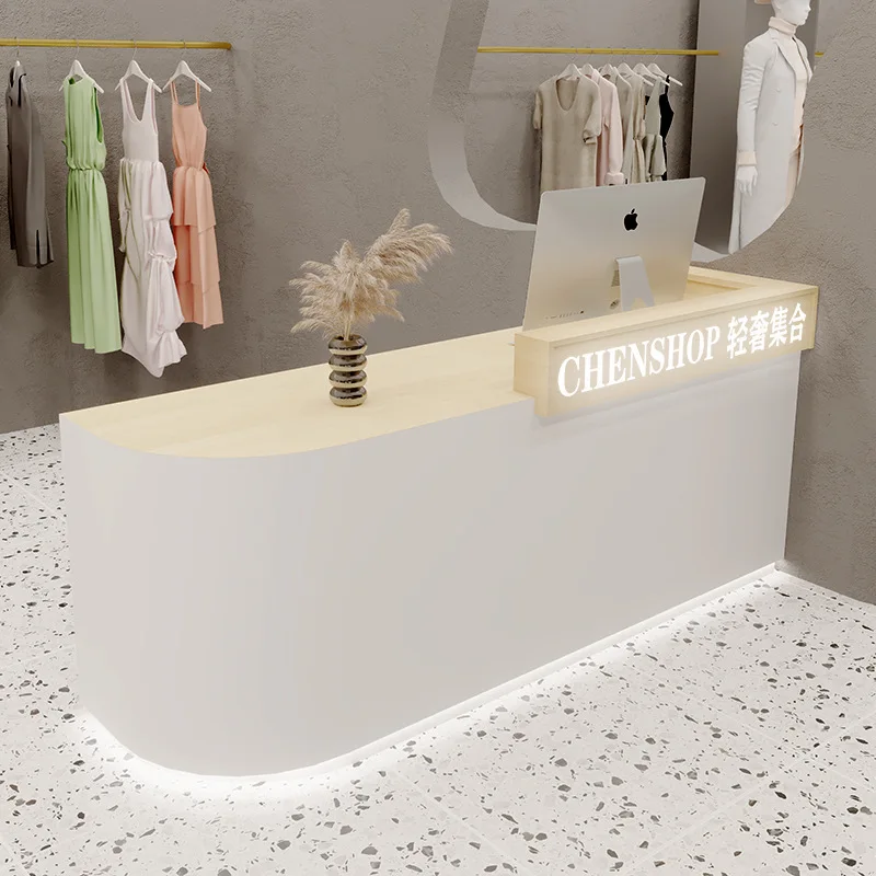 

Light luxury high-end clothing store women's wedding dress curved bar checkout page manicure pet haircut reception cabinet