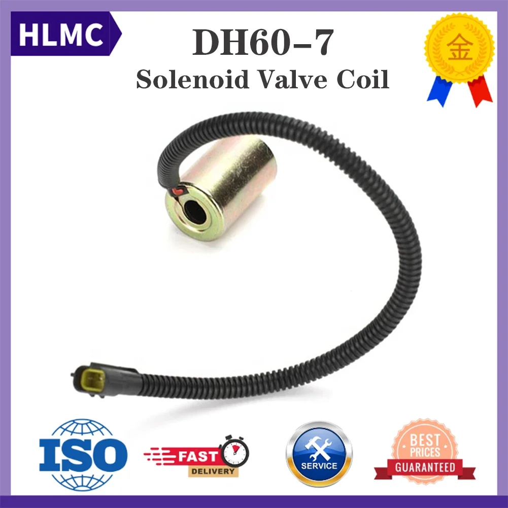 Construction Machinery Spare Parts DH55-5 DH55-7 DH60-5 DH60-7 DH80-7 Excavator Solenoid Valve Coil 12V 52.6mm 14mm