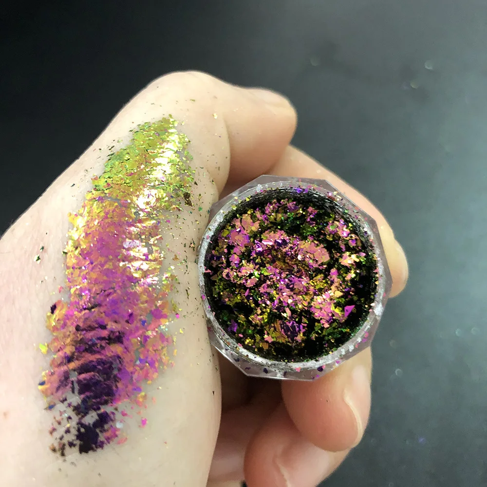 12 Colors Chameleon Irregular Glitter Flakes Untra-Thin Brocade Cloud Yuki Nail Foil Flakes Net1-2g*12 Manicure Chameleon Powder