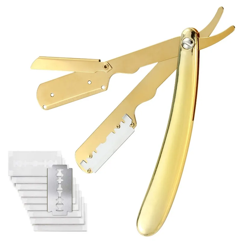 1Pcs Men Shaving Barber Tools Hair Razor and Blades Antique Black Folding Shaving Knife Unisex Hair Removal