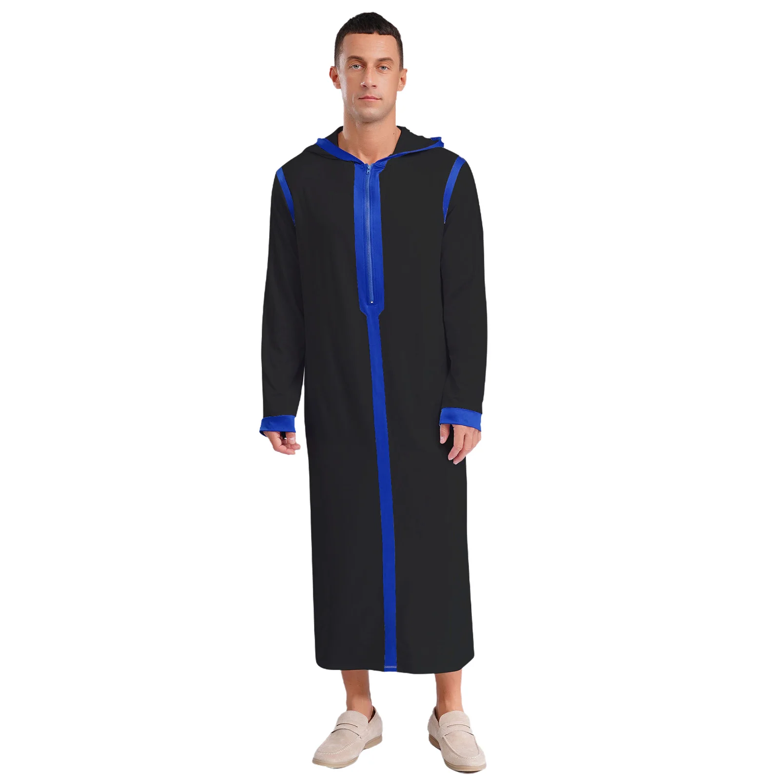 

Mens Medieval Dubai Church Liturgical Long Robe Thobe Hoodie Loose Caftan Arab Robe Gowns for Halloween Festival Holiday Party