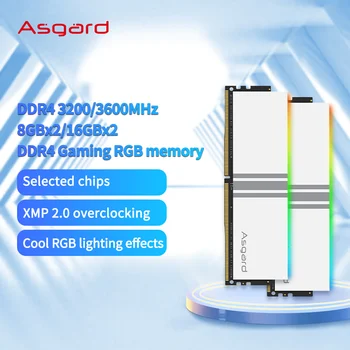 Asgard RGB RAM DDR4 Memoria V5 Serie DDR4 RAM Memoria para PC 16GBx2 3200MHz 3600MHz Blanco Polar Rendimiento de Overclocking para Escritorio