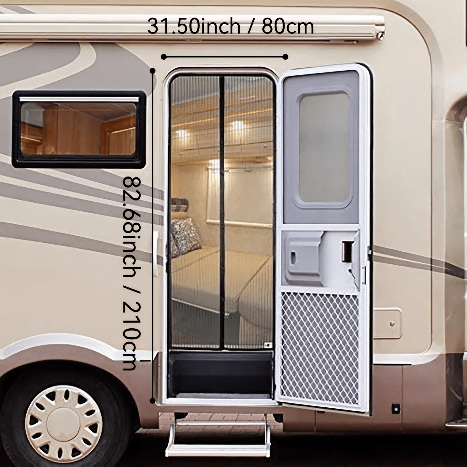 1PC RV Door Mosquito Net Curtain Breathable Bug Screen Door No Drill Easy Installation Camper Van Insect Proof Mesh Screen For C view 6