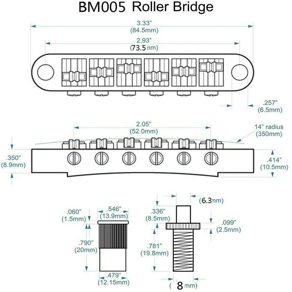 Tune-O-Matic Roller Saddle Guitar Bridge BM005 For Gibson EPI Les Paul LP SG Electric Guitar replacement parts Made in Korea