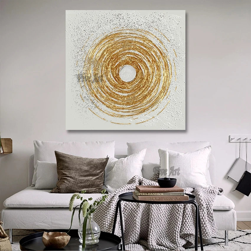 

Unframed Gold Foil Art Newest Hand Painted Modern Abstract Acrylic Oil Painting Bedroom Wall Decor Interior Picture Home Artwork