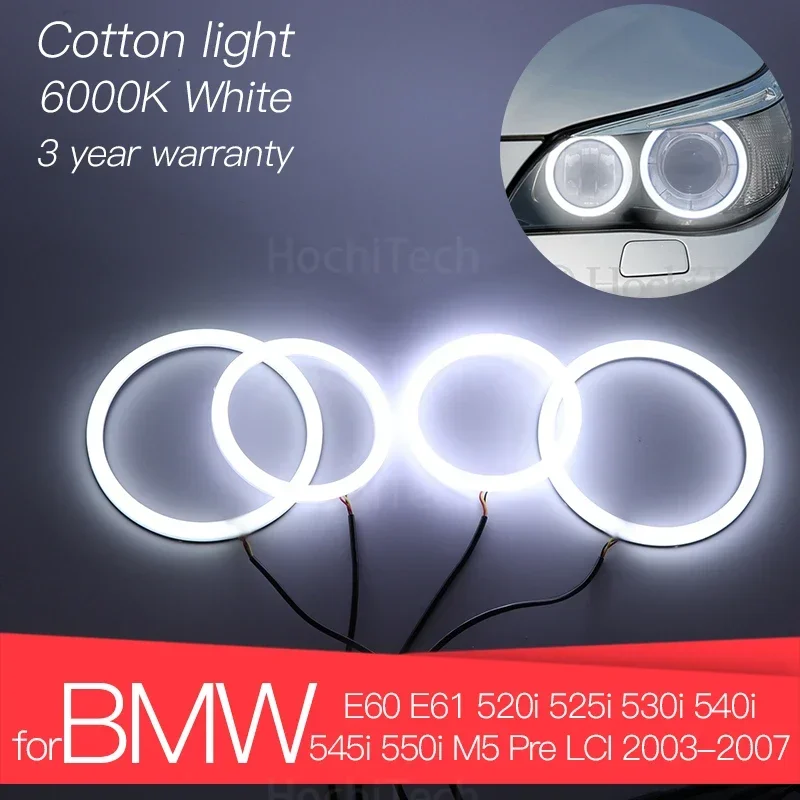 Hight Quality LED Angel Eyes Kit Cotton White Ring For BMW E60 E61 520i 525i 530i 540i 545i 550i M5 Pre LCI 2003-2007