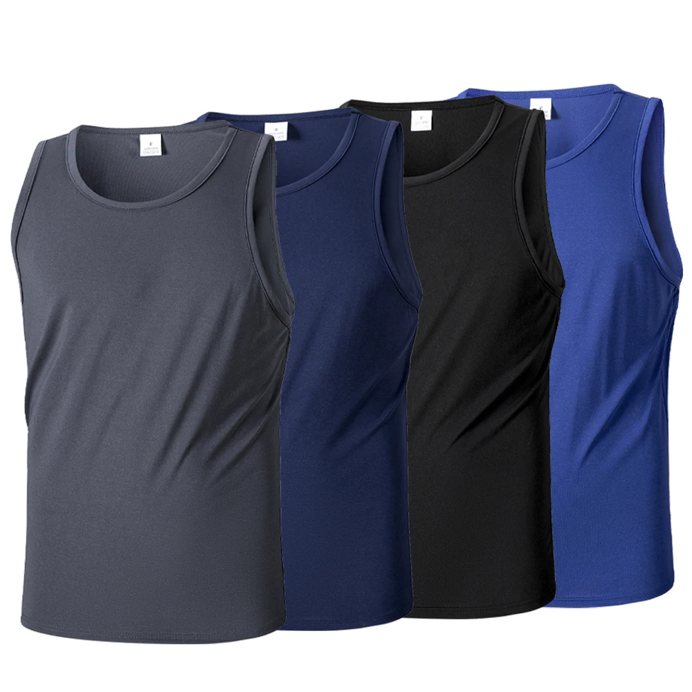 

Men's Large Size Breathable Quick Dry Sleeveless Vest Round Neck Fitness Training Running Tank Top Summer Sports T-Shirt