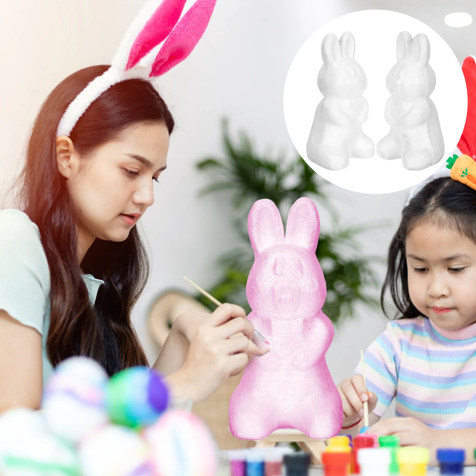 2 قطعة شكل أرنب رغوة DIY قالب الحرف الأبيض الأرنب عيد الفصح الطرف الديكور الاطفال هدية لوازم الأرنب الأبيض DIY نموذج #2
