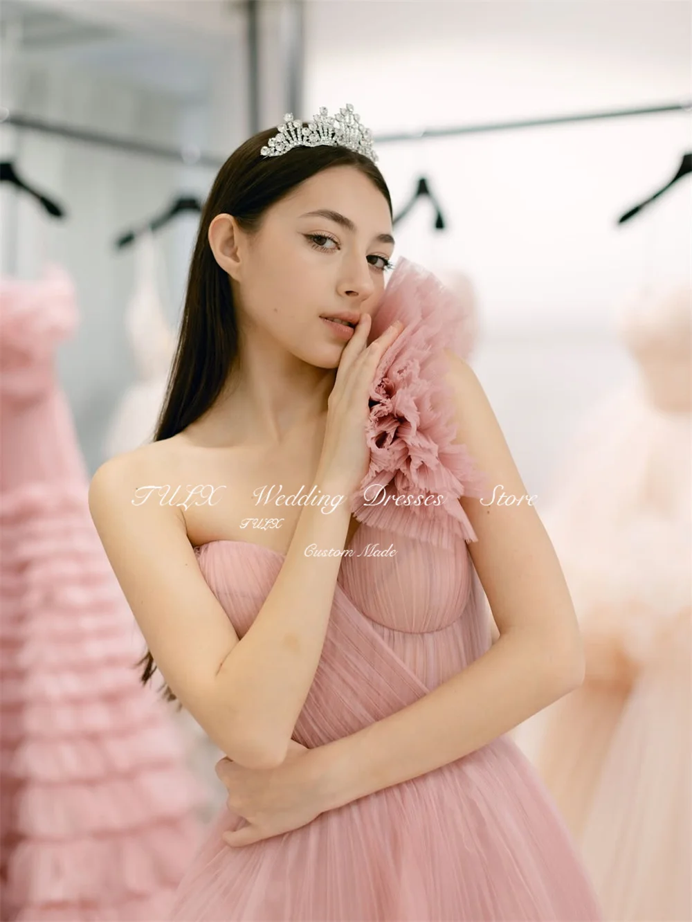 فساتين سهرة من التول الجنية من TULX على شكل قلب وأكمام قابلة للفصل مخصصة على شكل حرف A فساتين حفلات رسمية طويلة للحفلات المسائية #2