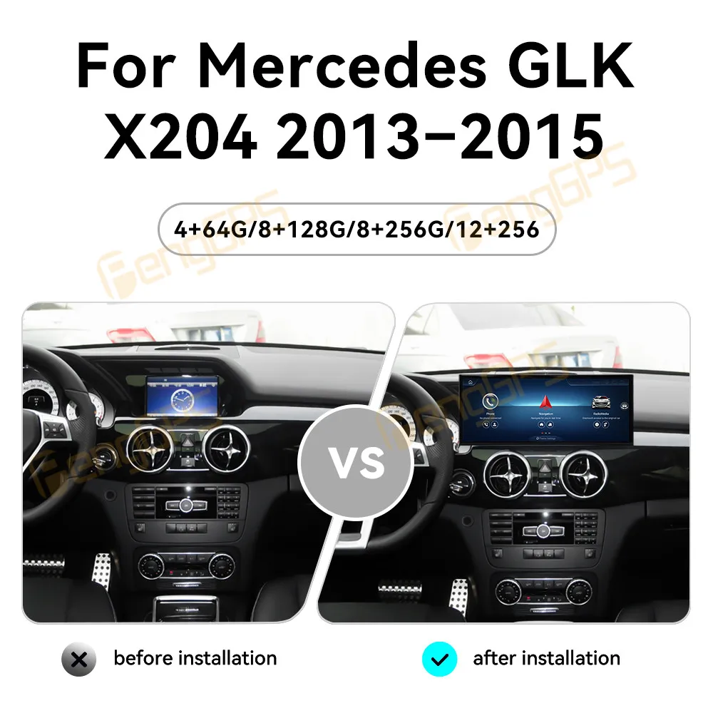

15,8-дюймовый Android 14 CarPlay автомобильный радиоприемник для Mercedes-Benz GLK X204 2013-2015, мультимедийный плеер с сенсорным экраном, GPS-навигация, головное устройство