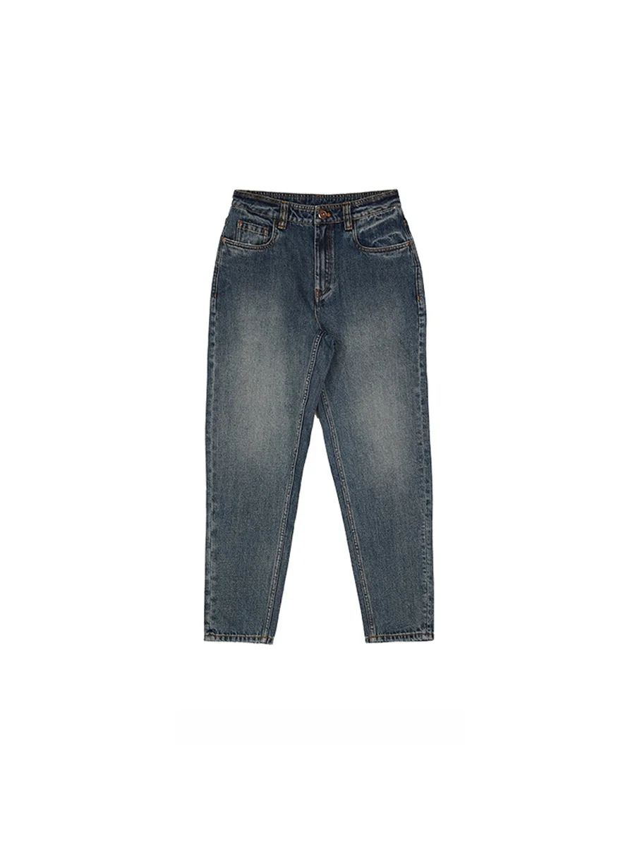 

Джинсы женские премиум-класса из винтажного денима, повседневные, с зауженной талией, без эластана, для обычных дней.