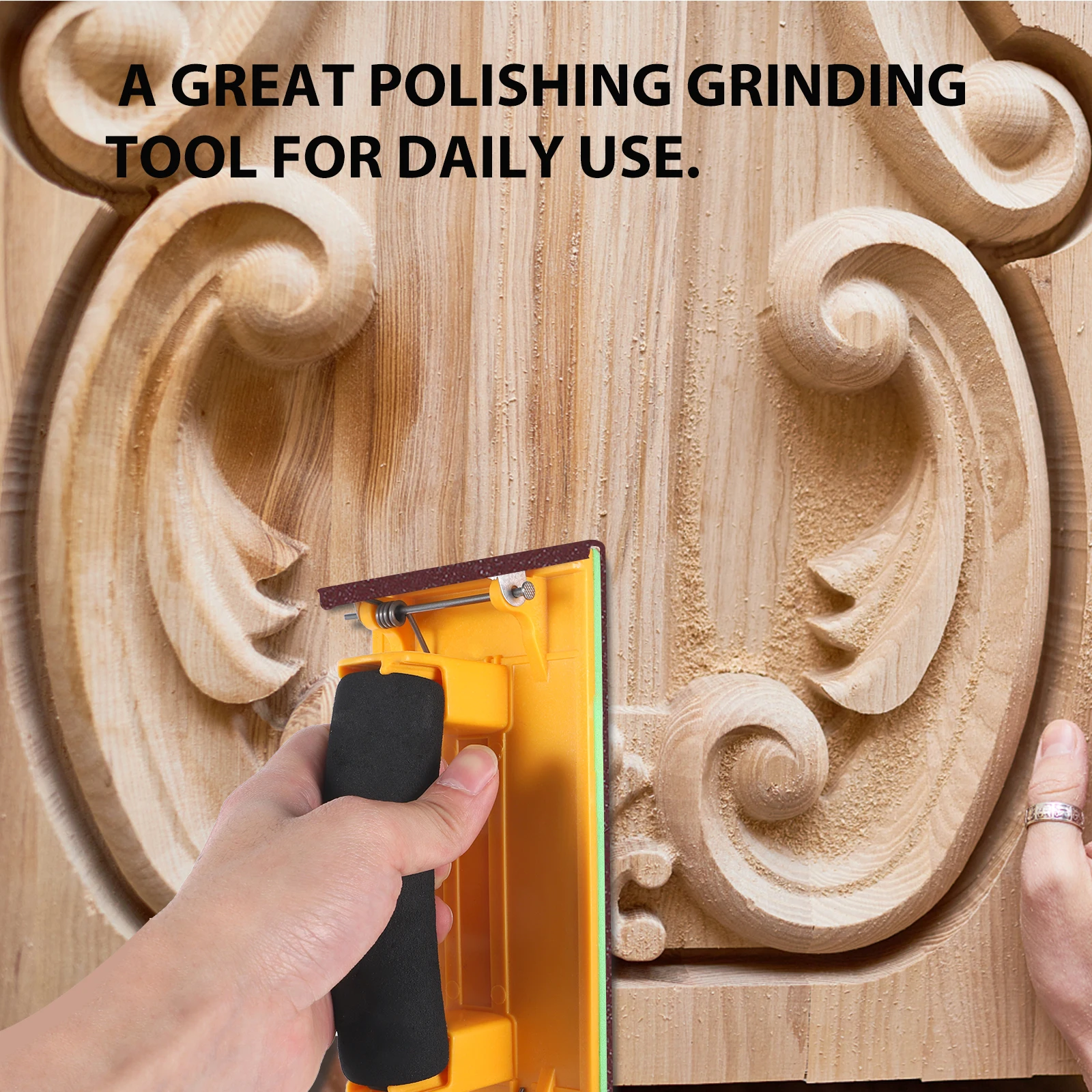 

1Pcs Ergonomic Hand Grip Sandpaper Holder With Sponge Handle Lightweight Polishing Frame Tool For Walls Wood Metal Drywall