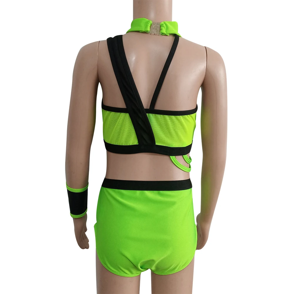 

Kids Girls Retail and wholesale nylonmesh modern dance ballet body suit training suit dance school group performance