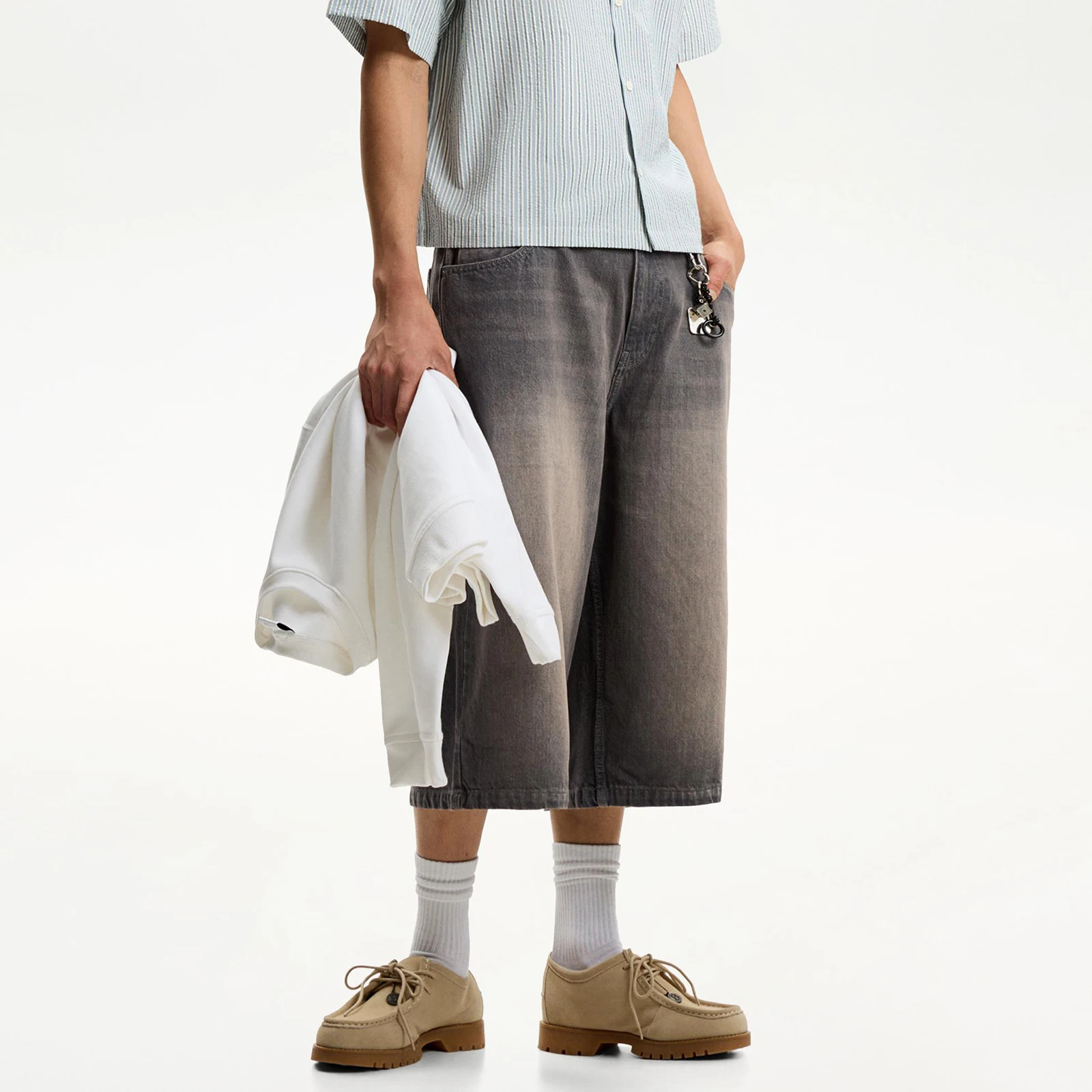 남성 여름 데님 반바지 솔리드 컬러 루즈 한 진 반바지 비치 휴가 데일리웨어 streetwear