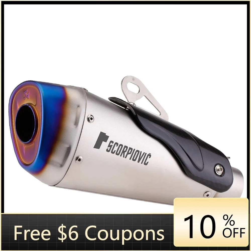 

STLF High Quality Rome Universal Muffler 36-51mm Motorcycle Muffler Exhaust Pipe Modified Universal Exhaust Stainless Steel 470M