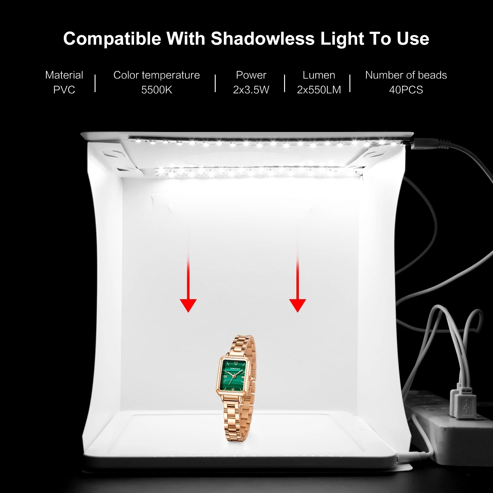 PULUZ 20cm Folding Portable 550LM LED Light Mini Photo Lighting Studio Shooting Tent Box Kit with 2 Colors Backdrops Lightbox
