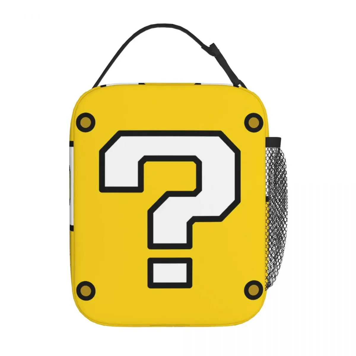 Yellow Question Block Insulated Lunch Bags Food Container Portable Cooler Thermal Lunch Boxes For Picnic Office Work Travel