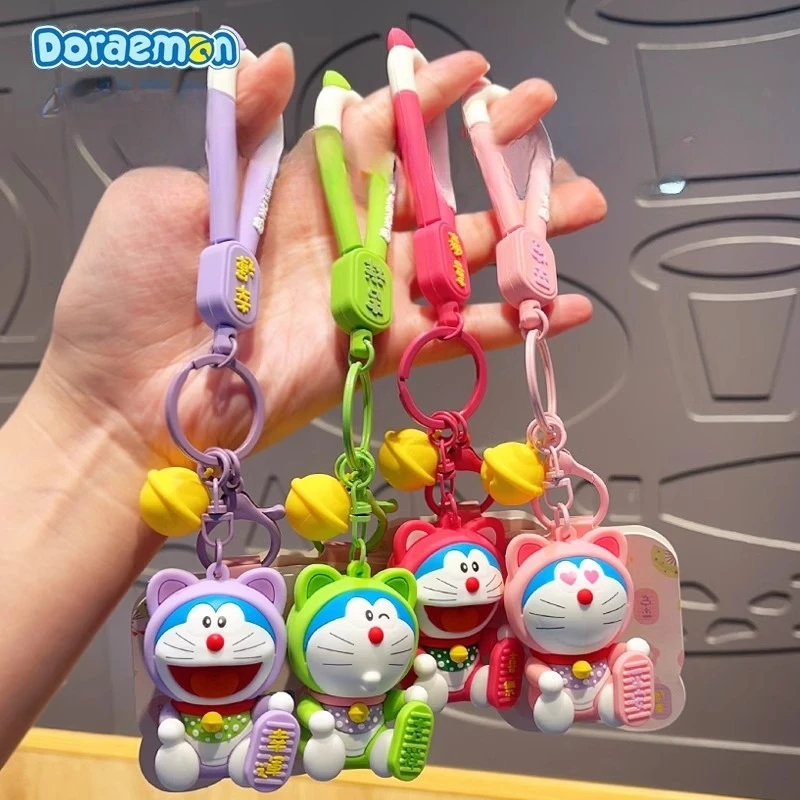 سلسلة مفاتيح أصلية من سلسلة Doraemon Lucky Cat، قلادة قطة جلجل ملونة، قلادة حقيبة دمية لطيفة #2