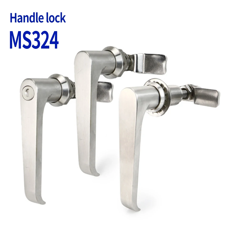 MS324 handle lock L-type handle lock long-life cabinet door lock 304 stainless steel handle lock electric cabinet lock