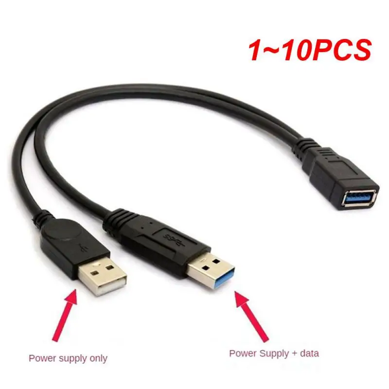 1~10PCS 30cm USB 3.0 to USB 3.0 2.0 USB Female to Dual USB Male Extra Power Data Y One Point Two Extension Cable Computer