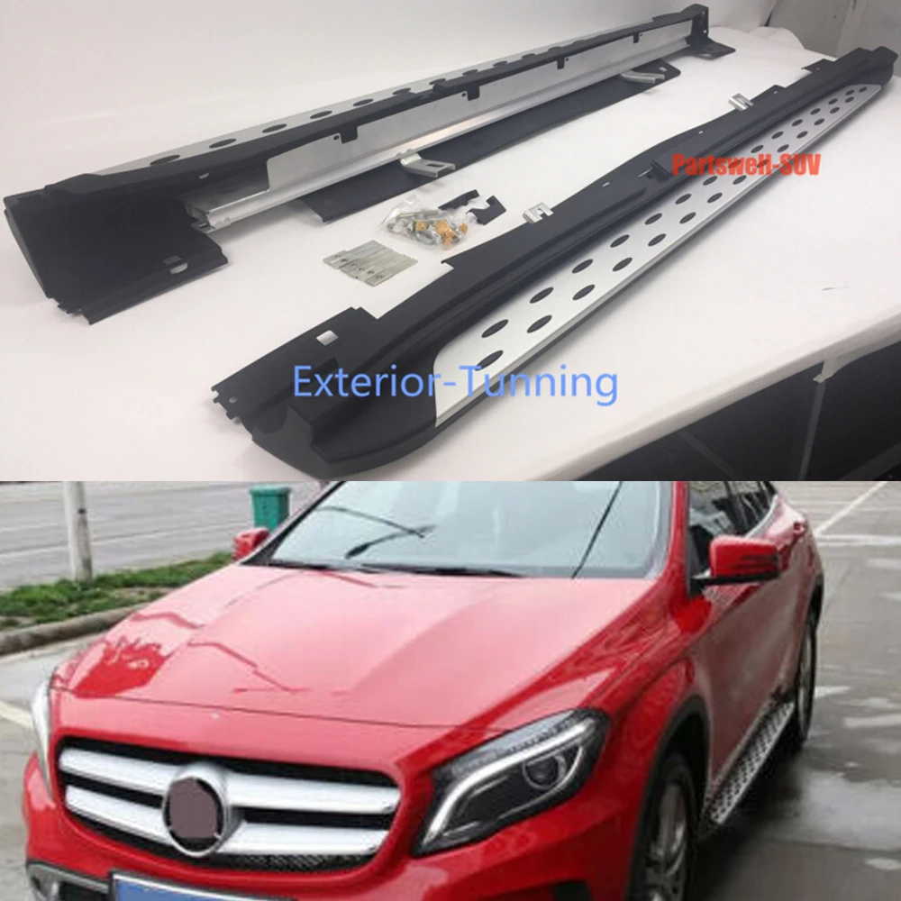 

2Pcs Running Board Side Step Pedals Nerf Bar fit for Mercedes Benz GLA X156 2014-2019