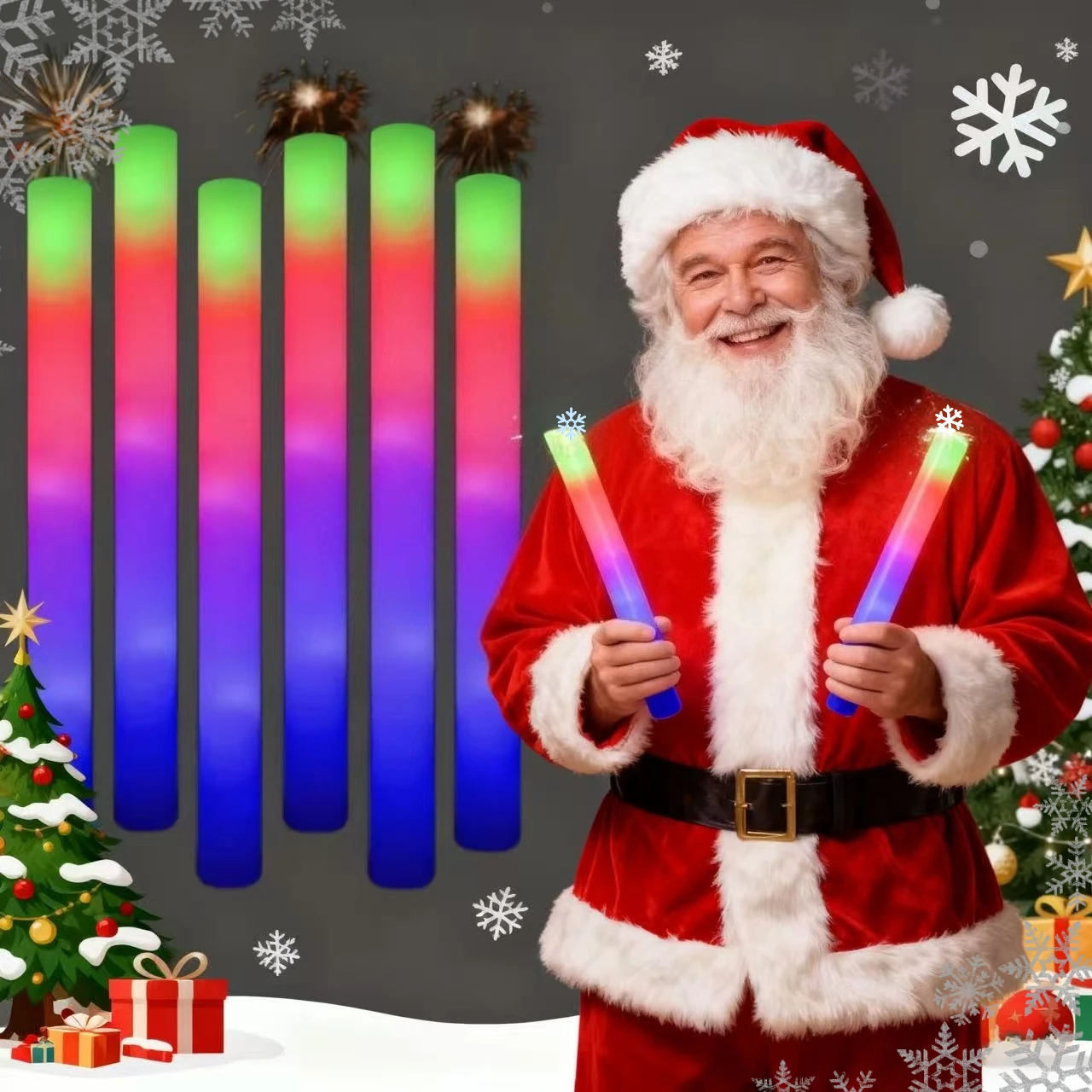 

59pcs LED Foam Glow Sticks Bulk Colorful Flashing Party Favors with 3 Modes Glow in the Dark Toy for Christmas