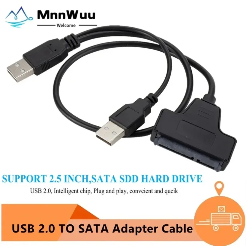 

Newest USB 2.0 Male To SATA 7+15P 22 Pin Cable Adapter for 2.5" SSD/Hard Disk Drive USB 2.0 SATA 7+15Pin To USB 2.0 Adapter