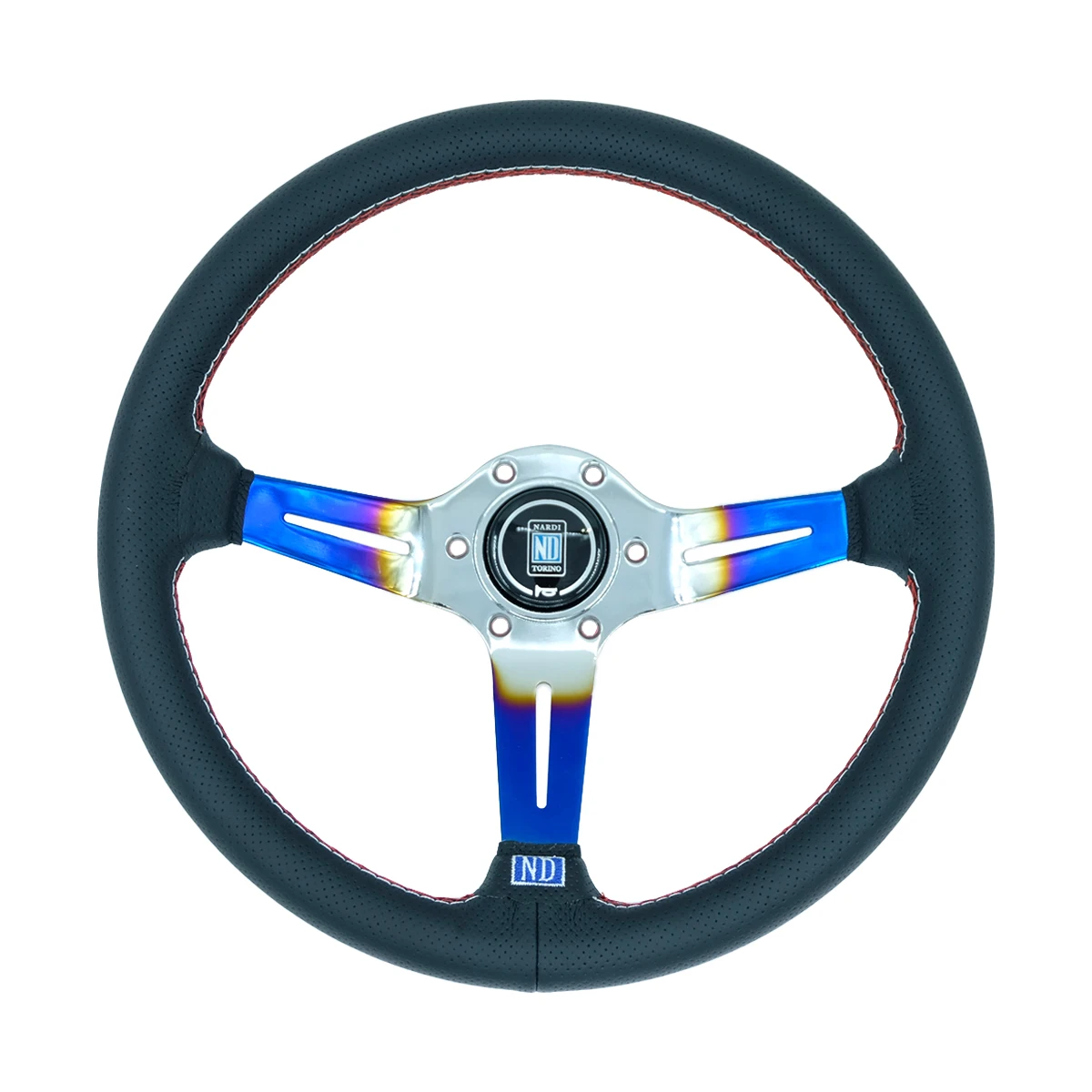 

14 Inch 350MM Concave BBQ Blue Support ND Leather Racing Wheel Steering Wheel for Car Modification