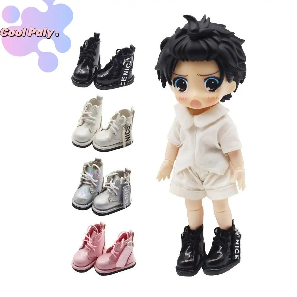 

1 Pair High-top Obitsu 11 Doll Leather Boots PU Leather Plating Silver 1/12 Bjd Doll Leather Shoes Casual Mini