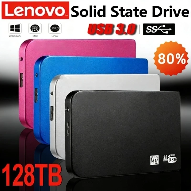 

Внешний корпус для SSD Lenovo 3.0, 128 ТБ, высокоскоростной, с кабелем USB 3.0, ABS-пластик