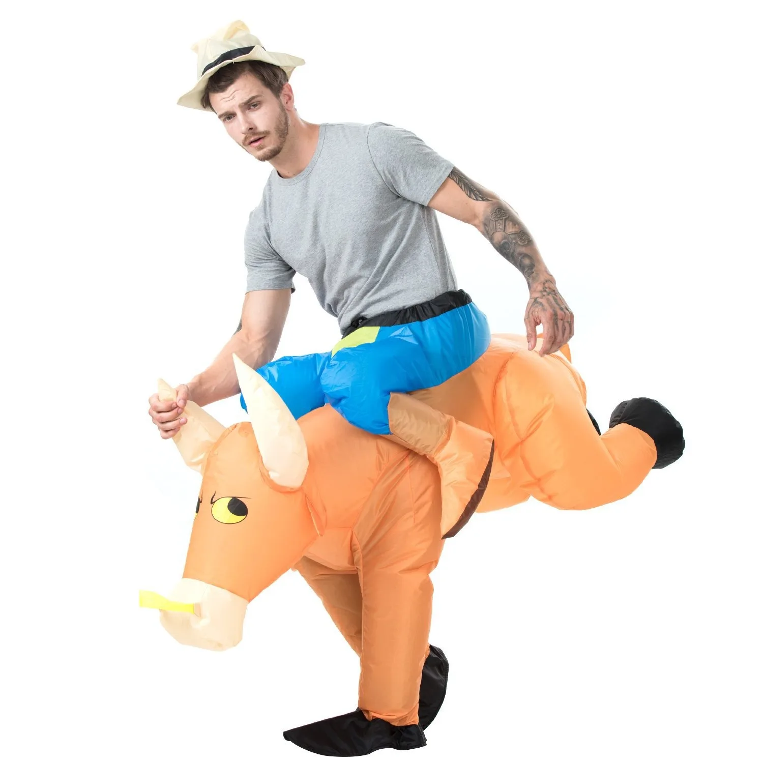 

Halloween Birthday Party Inflatable Suit Costume Cowboy Riding Animals Cartoon Doll Costume Cartoon Puppet Performance Puppet