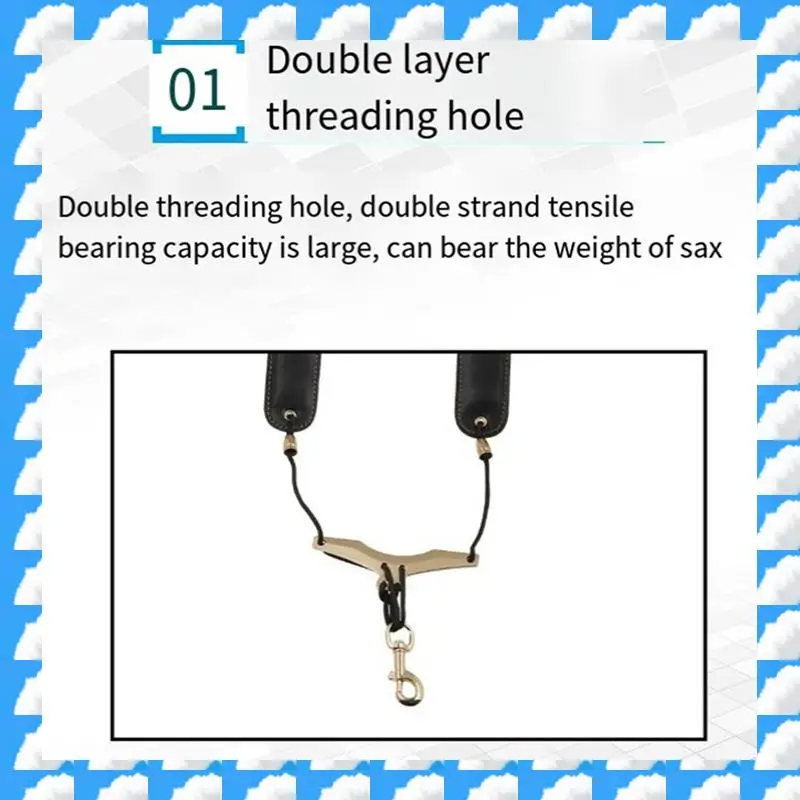 

ONGE Saxophone Straps PU Leather Foldable Shoulder Strap Wind Instrument Accessories Saxophone Shoulder Strap