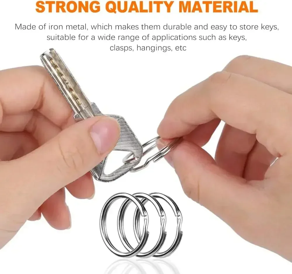 20/200pcs Stainless Steel Key Ring Key Chain 25mm Round Flat Round Split Keychain Polished Metal Blank Circle For DIY Findings