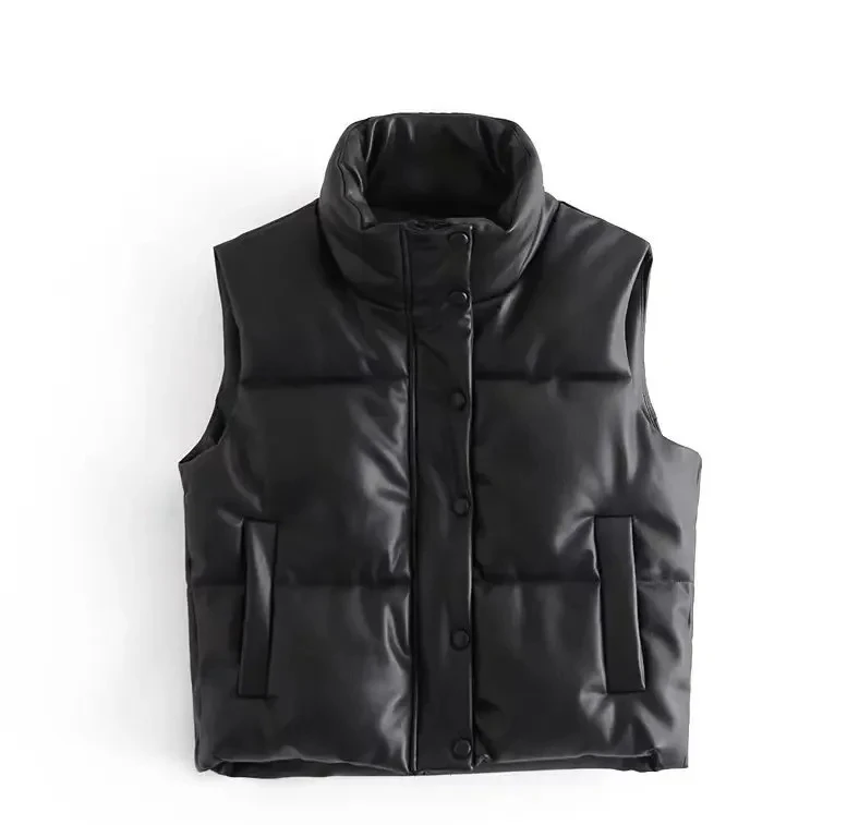 

Зимний новый женский уличный модный повседневный кожаный хлопковый жилет, куртка, стильное осеннее теплое домашнее пальто