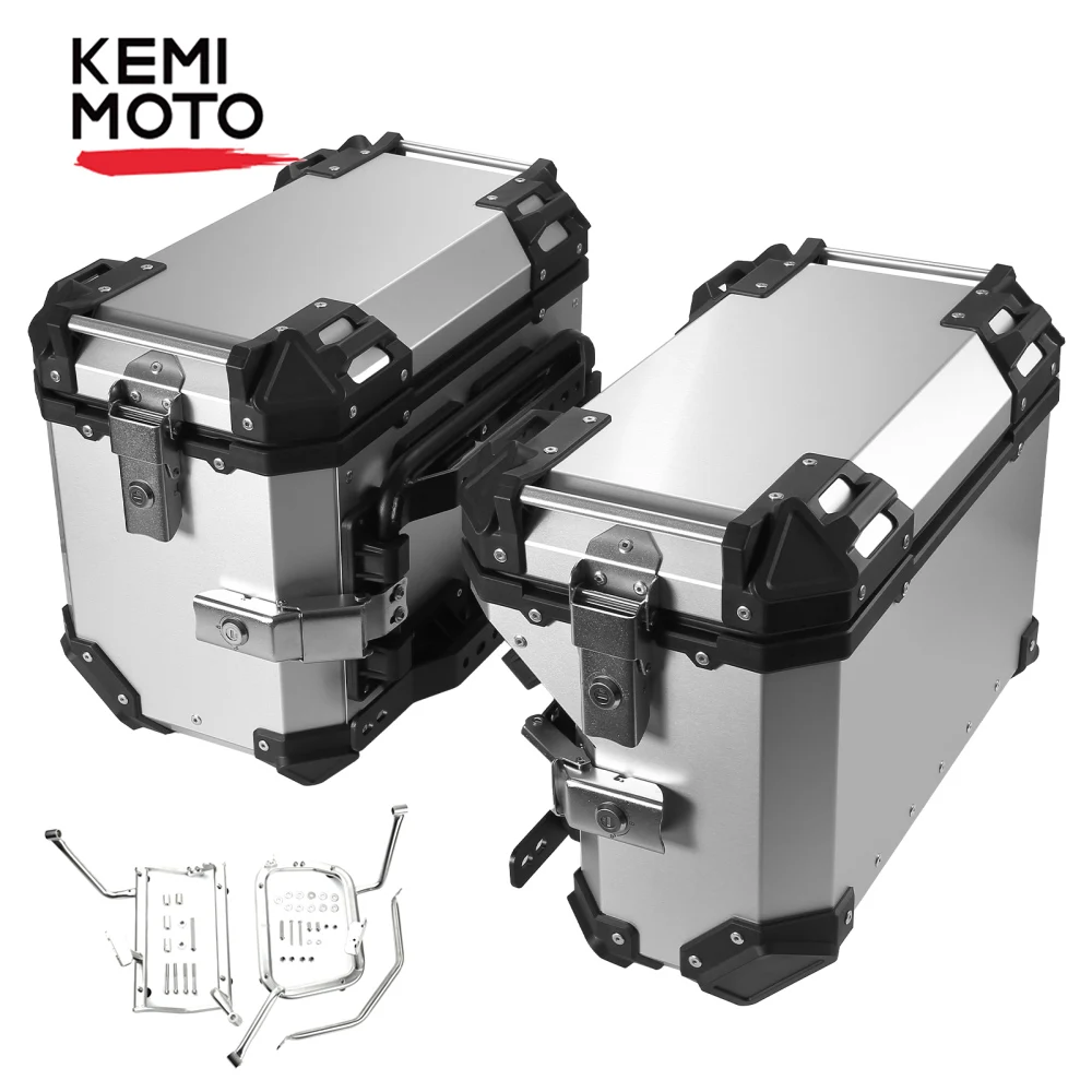 37L Box Universal Motorcycle Rear Luggage Trunk Storage Moto Top Case Tool Box Waterproof Helmet Key Lock Tail Toolbox Aluminum