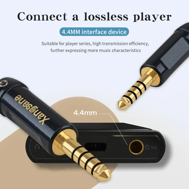 Gold Plated Copper 4.4mm Balanced Plug Welding Audio Adapter Headphone Cable DIY 4 Section Connector