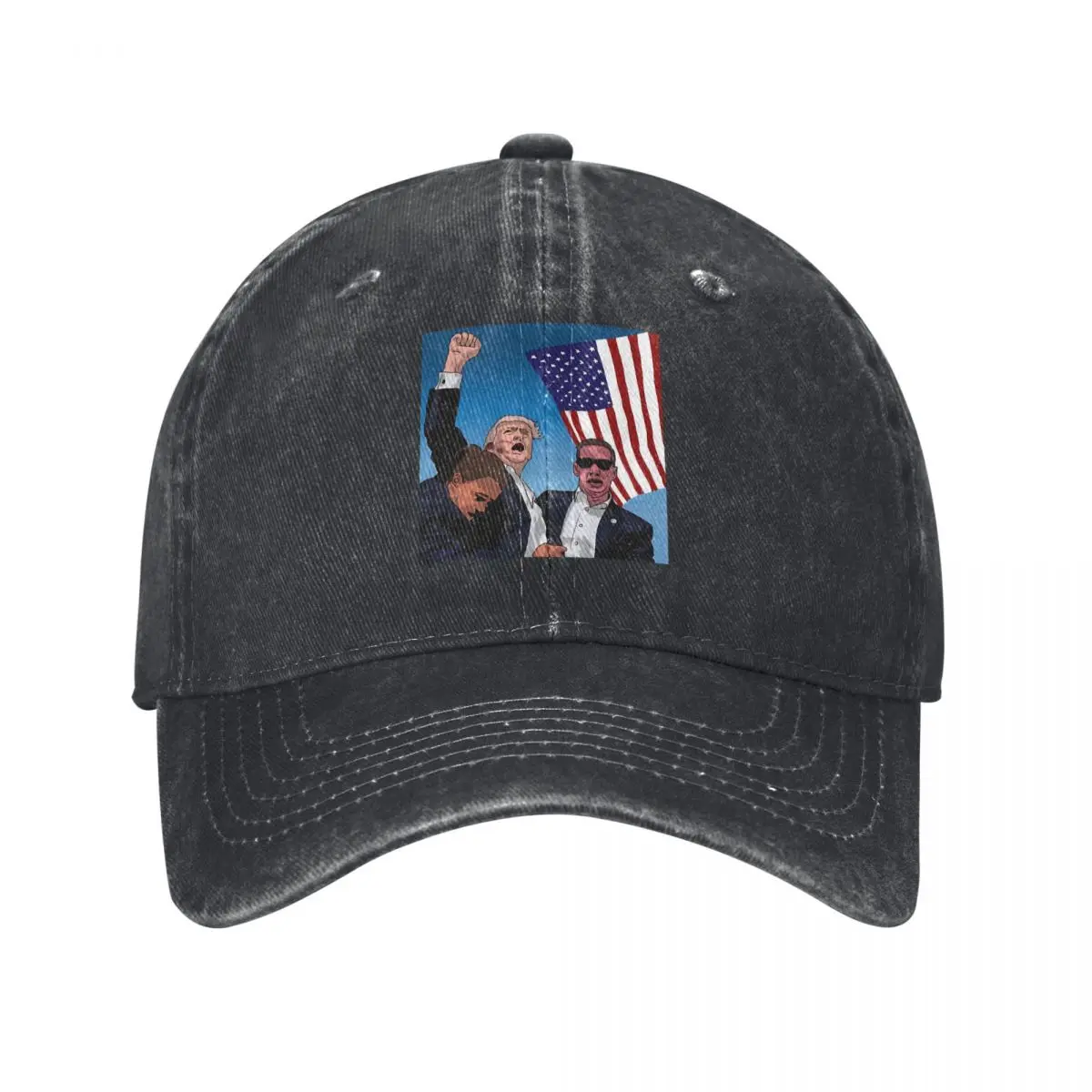 

Attempted Assassination Donald Trump Baseball Cap Vintage Distressed Denim Snapback Unisex Outdoor All Seasons Adjustable Hat