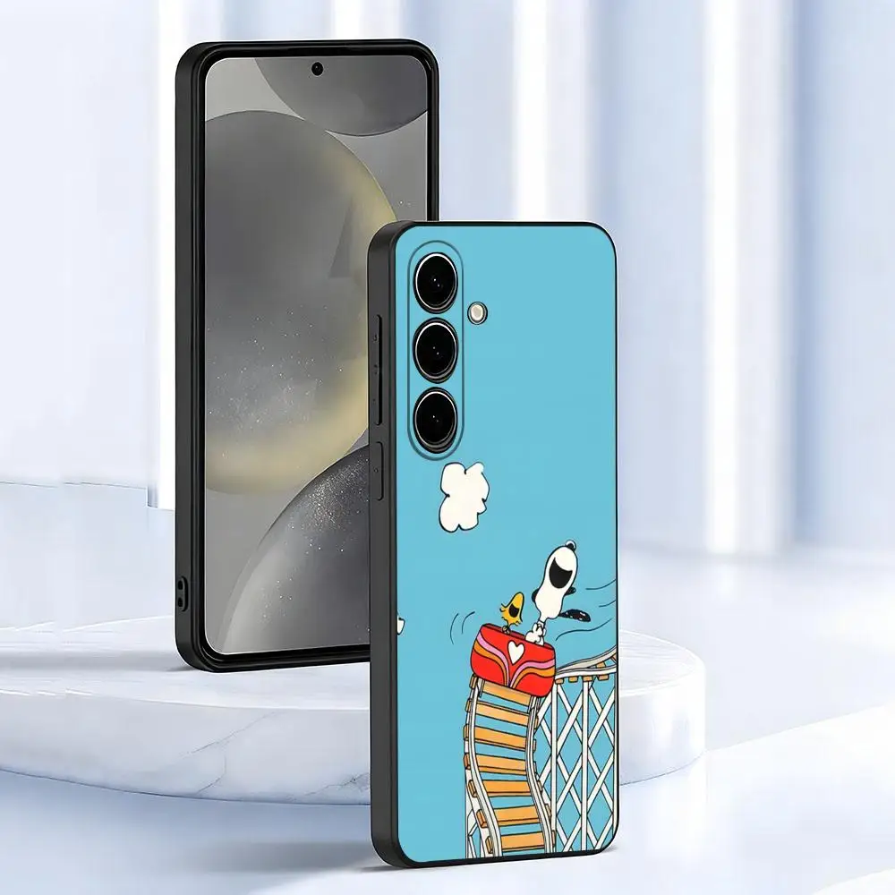 Cartoon-S-Snoopy-s Handyhülle für Samsung S26 S25 S24 FE S23 S22 S21 Plus S20 Ultra Note20Ultra, schwarze Softshell-Hülle
