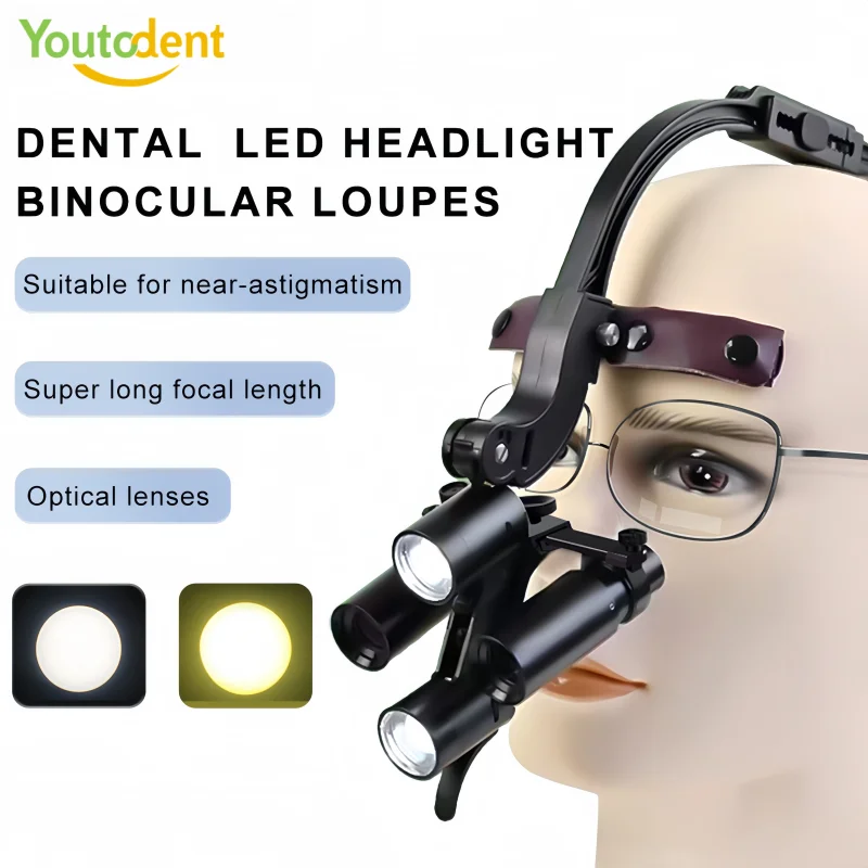 Dental Loupe Magnification Binocular 6X 2.5X 3.5X  Single Battery With 5W LED Light Surgical Headlight for Dentist Medical Lamp