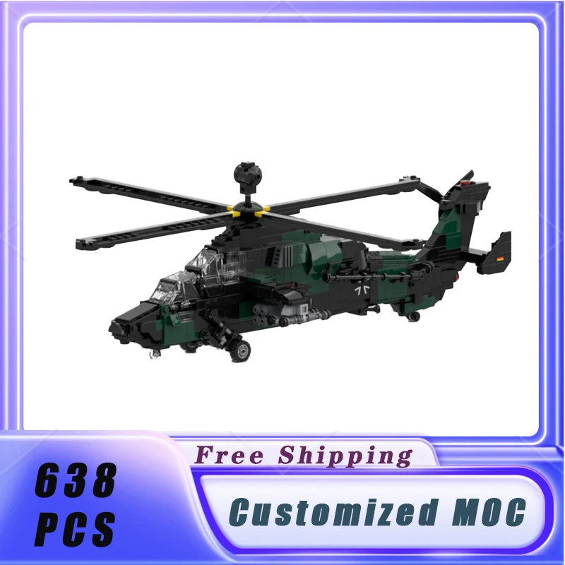 

MOC European EC665 Tiger Attack Helicopters DIY Assemble Collection Display Model Children's Building Blocks Toy Gift