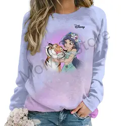 Disney Princess Women's Long Sleeve Sweatshirts O Neck Party Kawaii Clothes Autumn Street Wear 2024 Streetwear New 3D Print Y2k