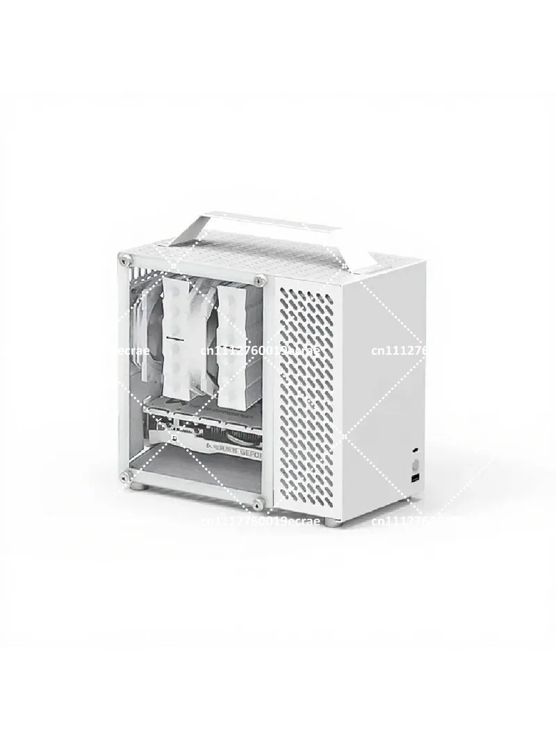 ITX Handheld Portable Side Transparent Desktop Computer Case, All Aluminum SFX Power Supply Compatible, Non C24