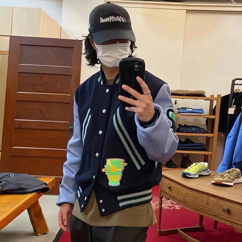 

Limited Edition New Batch Wide ort Baseball Jaet Wool Blue Sve Youth Faion Polyester Fiber Summer Warm Outerwear