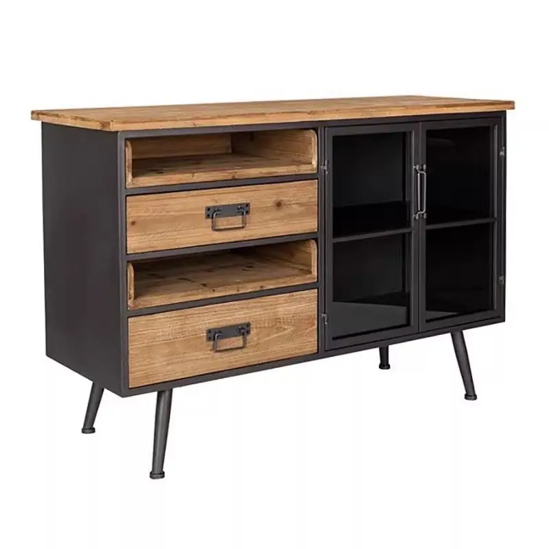 American creative locker, industrial style retro wrought iron side cabinet, solid wood old