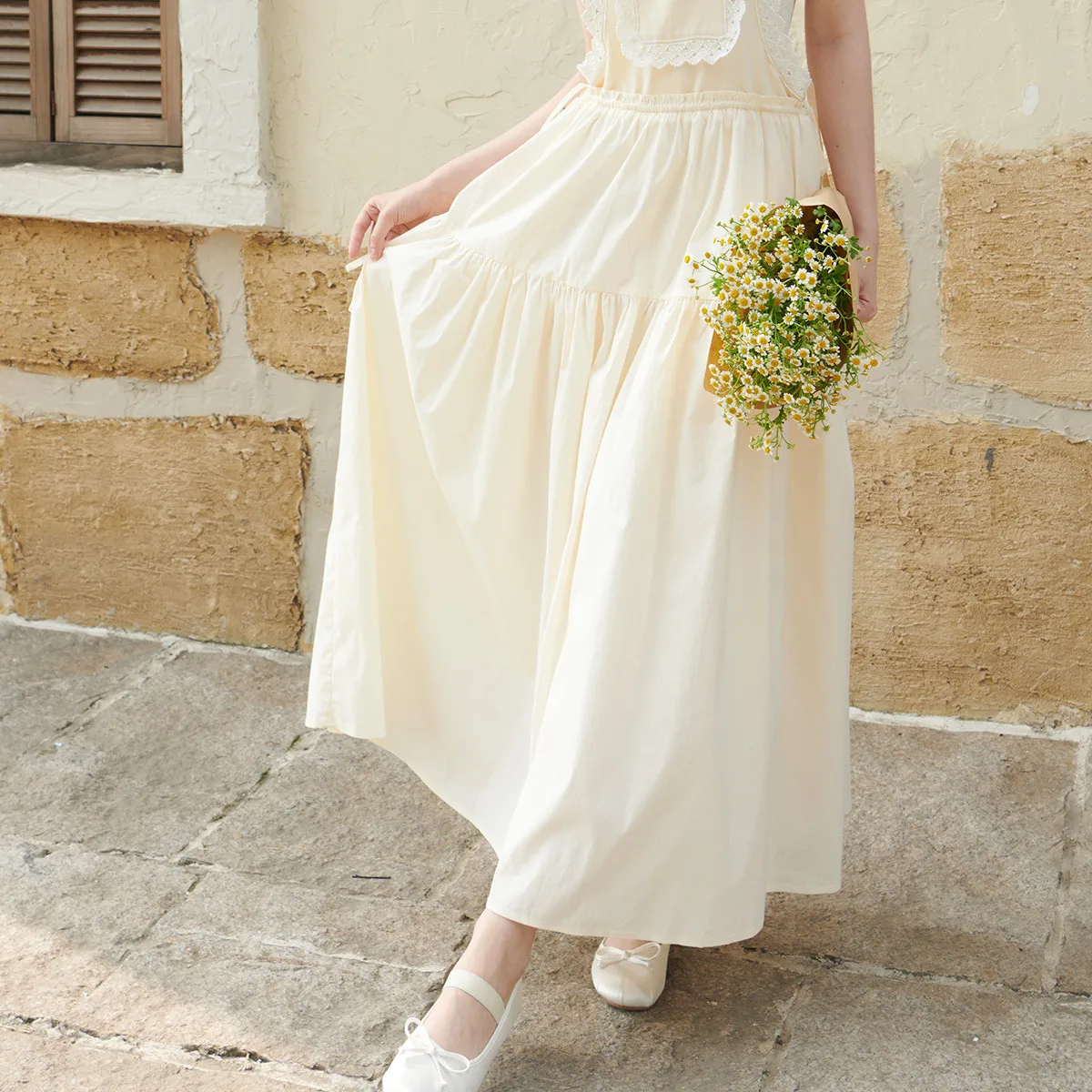 Spring and Summer Selects High-Quality Craftsmanship: Mid-Length Lace Patchwork Heavyweight Belted Skirt Belted Pants Summer