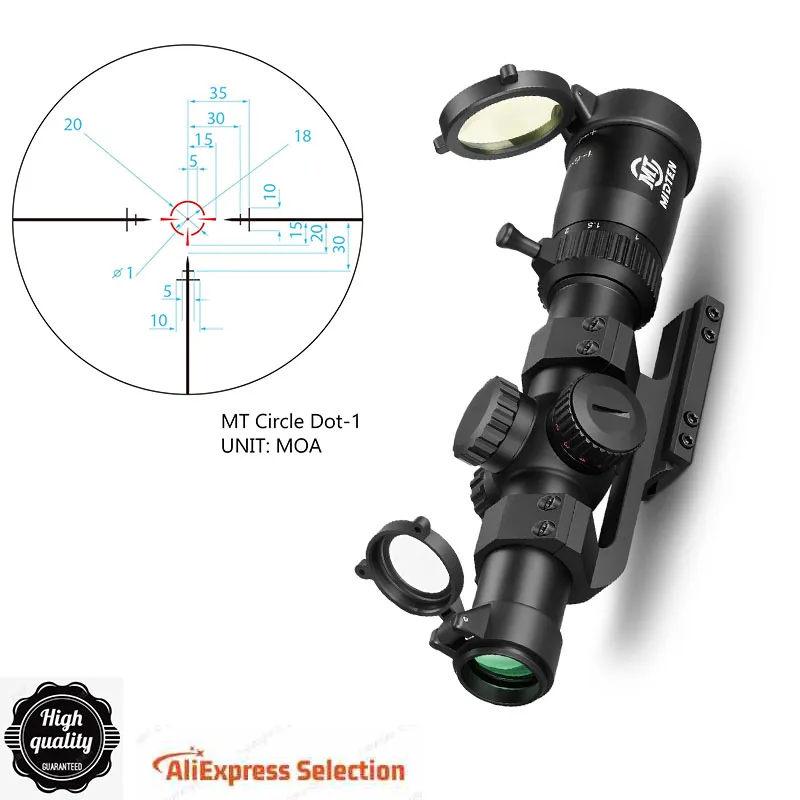 

1-6x24 MT Circle Dot-1LPVO Rifle Scope Cantilever Zero Reset Second Focal Plane Hunting Aluminum